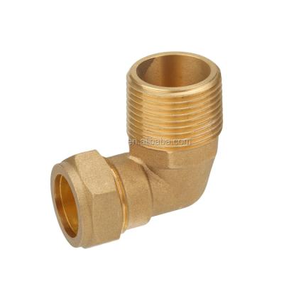 China Copper Brass Compression Fit Male Elbow 90 Degree Pipe Fitting Tube Fitting for sale