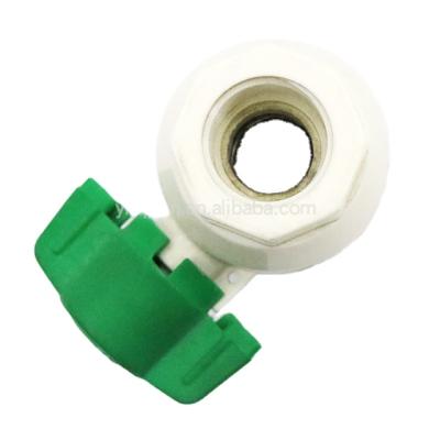 China General Yuhuan Cheap Price PPR Plastic Ball Valves ABS Handle Greenhouse Pressure Water Gardening Plastic Ball Valve With Nut for sale