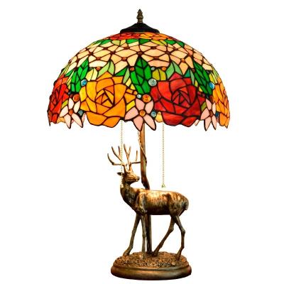 China Mid Century Elk European Retro Living Room Dining Room Bar Window Decoration Colorful Glass Lamp American Bedroom Lamp for sale