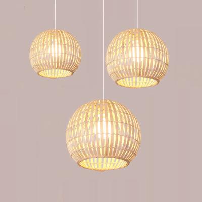 China Restaurant Top Bamboo Chandelier Crystal Modern Atmosphere Creative Bamboo Woven Southeast Asian Teahouse Bar Table Lighting for sale