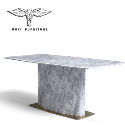 China Stainless Steel Rectangular Dining Table (Other) Dining Table Modern Minimalist Home Apartment Natural Marble Adjustable Small Table for sale