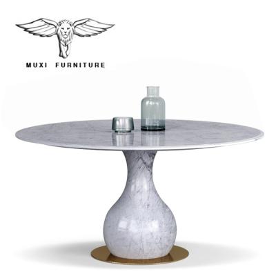 China (Other) High End Adjustable Natural Marble Dining Table Round 4 Seater Space Saverdining Table Set Italian Luxury Design for sale