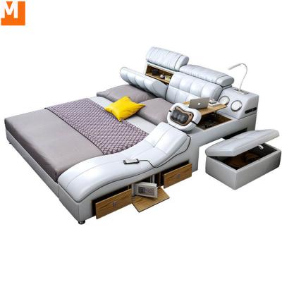 China Genuine Leather Lit Matrimonial Bed Bedroom Furniture Storage Casal Modern Popular King Size Box King Size Storage Cama Large for sale