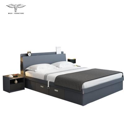 China Simple And Modern Pneumatic Side Japanese High Storage Double Box Tatami Opening Bedroom Bed for sale