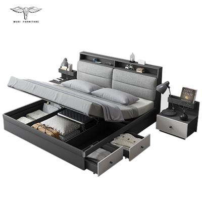 China Nordic Modern Minimalist High Furniture Storage Bedroom Tatami Boxed Storage Bed for sale