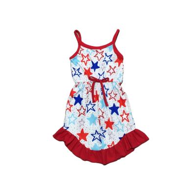 China Sleveeless Summer 4th of July Toddler Children Clothing Overalls Girls Milk One Piece Jumpsuit for sale