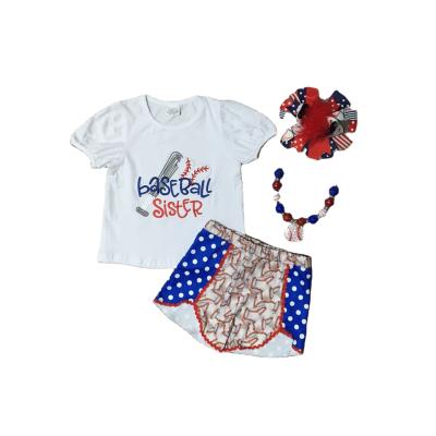 China Comfotable Summer Babies Kids Clothing Baseball Shorts Set Cotton Baby Clothes for sale