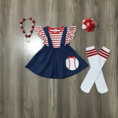 China Girls Summer Dress Baseball Skirt Season Kids Boutique Casual Children's Clothing With Socks for sale