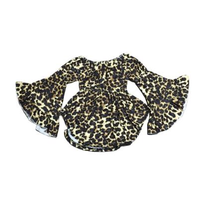 China Breathable Winter Spring Girls Leopard Print Skirt Baby Girls Long Sleeve Bell Dress for sale