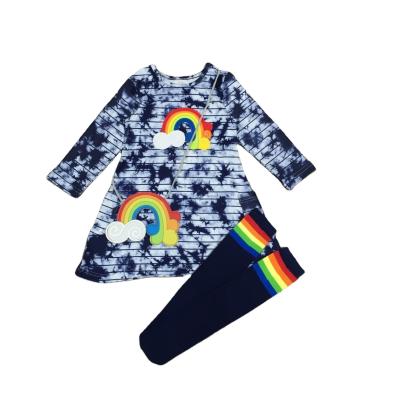 China Other factory direct sales Girlymax rainbow dress spring party kids babies dress with sock for sale