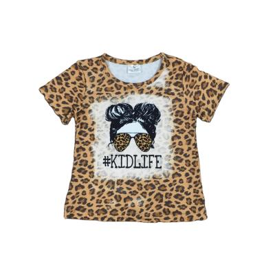 China Wholesale Girlymax Summer Short Sleeve T-shirt Baby Leopard Kids Little Girls T-shirt for sale