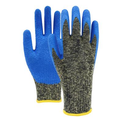 China Crinkle Latex Coated Work Gloves Fire Resistant Knit Safety Work Gloves for sale