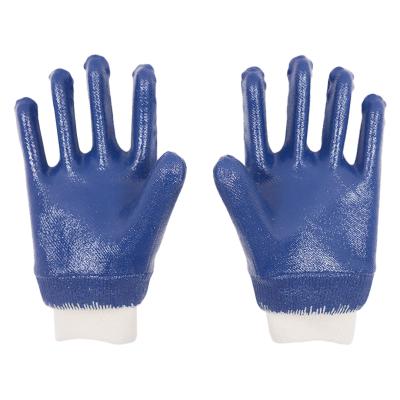 China Blue Fully Coated Nitrile Gloves Customized Men Chemical And Heat Resistant Gloves for sale