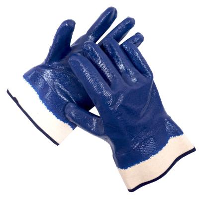 China Durable Versatile Chemical Resistant Gloves Blue Nitrile Coated Gloves for sale