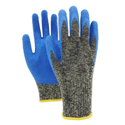 China Heat Resistant Blue Latex Mechanics Gloves , Comfortable Anti Slip Working Gloves for sale