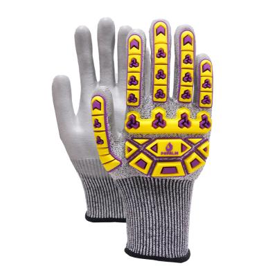 China 4543C PU Dipped Anti-Impact Work Gloves  HPPE Liner Cut Resistant Safety Gloves for sale