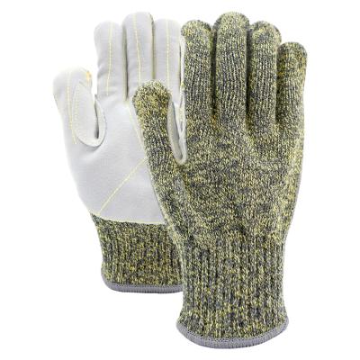 China Anti Stabbing Aramid Fiber Gloves Anti Slip Top Layer Cowhide Leather Work Gloves for sale