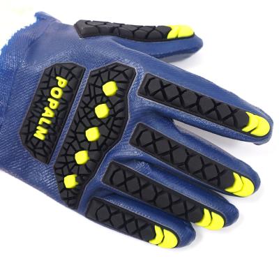 China Industrial Chemical Resistant Work Gloves Impact Protection Blue Nitrile Gloves OEM ODM for sale