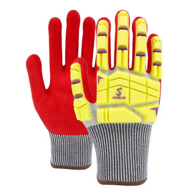 China Industrial Grade Red Sandy Nitrile TPR Gloves Impact Defense And Enhanced Anti-Slip Performance for sale