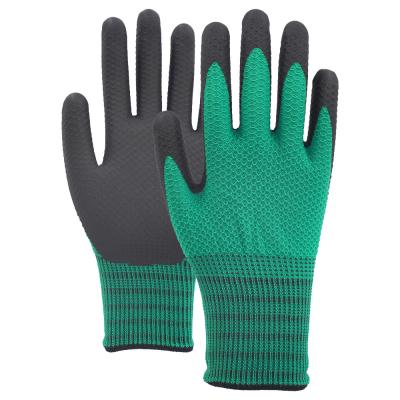 China 13 Gauge Nitrile Coated Work Gloves Pineapple Textured Enhanced Grip Comfort Microfoam for sale