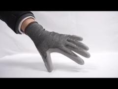 18 Gauge ANSI Cut A4 Breathable Grey PU finish Anti Slip Wear Resisting Safety Gloves