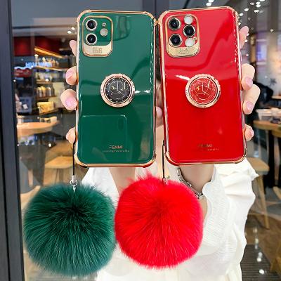 China Shockproof For iPhone 12 Case Fur Ball Glitter Starry Bangle Case For iPhone 12 11 Pro Max Sparkling Phone Case Transparent Epoxy Cover for sale