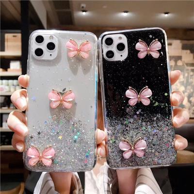 China Glossy Shockproof Phone Case For iPhone 12 11 pro XS Max Mini Glitter Star Butterfly Cover For IPhone XR X 7 8 9 6 6S plus SE2 Funda for sale