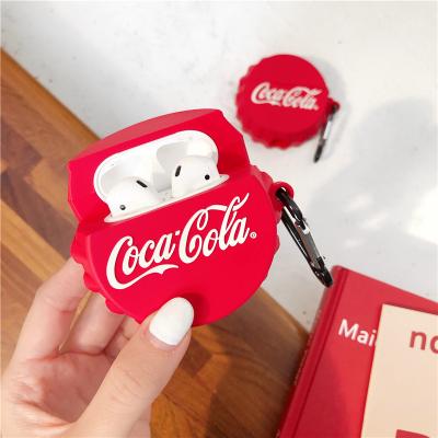 China Unique Cartoon Drinks Coke 3D Bottle-cap Design Earphone Case With Key Chain For Airpods Pro Style Top Cover For Airpods 1/2 pro for sale