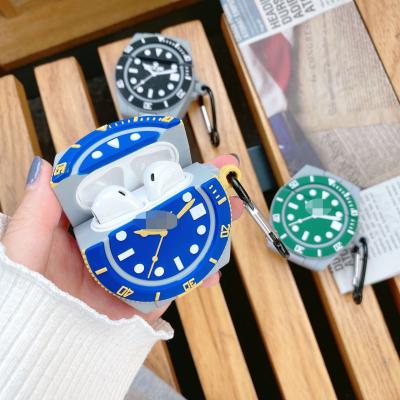 China New Luxury Stylish 3D Watch Design Earphone Case With Key Chain For Airpods 1/2 Brand Classy Style Cover Device For Airpods for sale