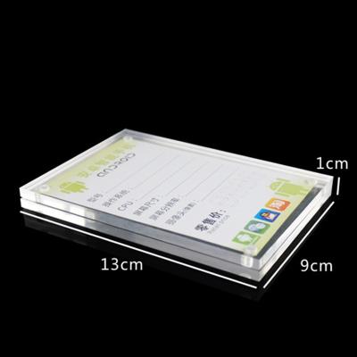 China Fashionable Acrylic Table Price Tag Retail Store Mobile Phone Crystal Price Label Display Holder Desktop Stand for sale