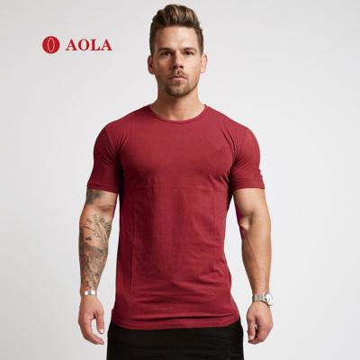 China Custom Fit Gym T-shirt Slim Fit Muscle Round Neck Fitness T-shirt Plain Anti-Wrinkle Sports Cotton Sports Wear Mens T-shirts for sale