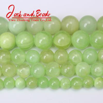 China DIY Jewelry Making Natural Stone Beads Flower Green Jades Beads Round Loose Beads 4 6 8 10 12 mm for sale