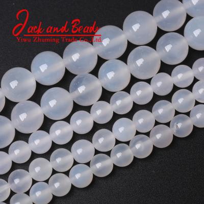 China DIY Jewelry Making Natural High Quality Pure White Agate Gemstone Round Beads For Jewelry Making for sale