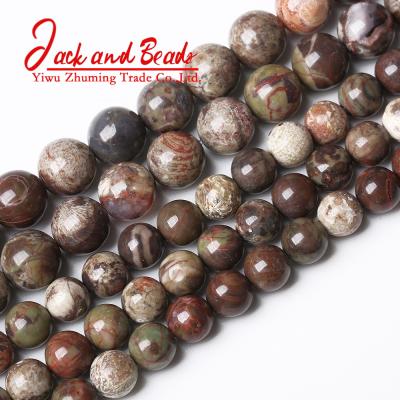 China DIY Jewelry Making Natural Stone Flower Jasper Agate Round Loose Beads for Jewelry Making Bracelet for sale