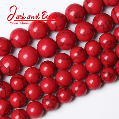 China DIY Jewelry Making Natural Stone Chinese Red Turquoise Round Loose Beads 15