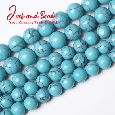 China DIY Jewelry Making Natural Stone Sky Blue Turquoise Round Loose Beads 15