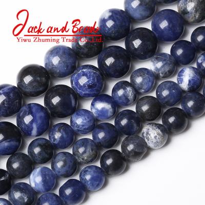 China DIY Jewelry Making Natural Stone Deep Blue Sodalite Round Loose Beads For Jewelry Making for sale