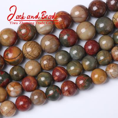 China DIY Jewelry Making Natural Stone Picasso Jasper Round Beads For Jewelry Making Diy Bracelet for sale