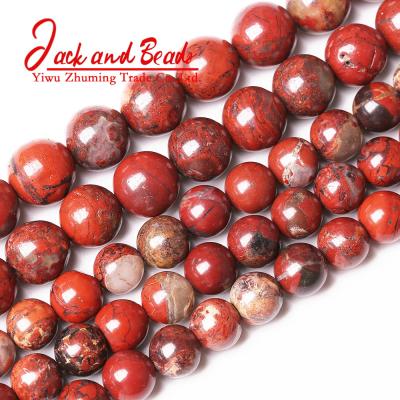 China DIY Jewelry Making Natural Stone Red Jasper Round Loose Beads For Brecciated Jewelry Making for sale