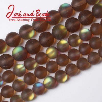 China DIY jewelry making A+ Matte Frosted Coffee Austrian Crystal round beads for jewelry making 6 8 10 12mm for sale