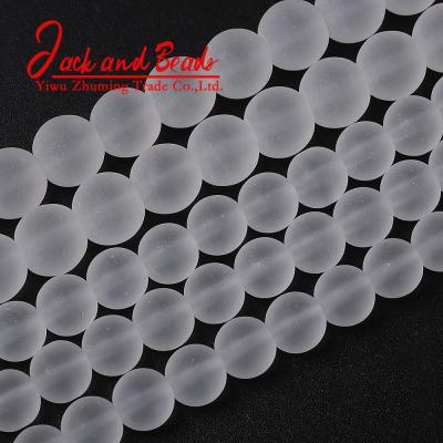 China DIY Jewelry Making Dull Polish Matte White Glass Crystal Round Loose Beads For Jewelry Making for sale