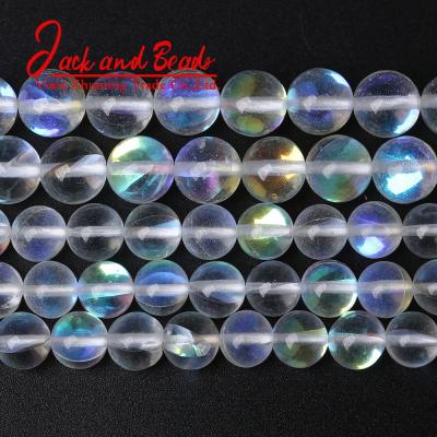 China DIY Jewelry Making A+ Round Austria Crystal Beads Synthesis White Glitter Moonstone Bead Diy Bracelet for sale