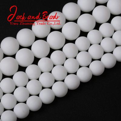 China DIY Jewelry Making Dull Polish Matte White Porcelain Glass Crystal Round Loose Beads For Jewelry Making for sale