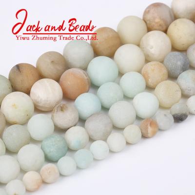 China DIY Jewelry Making Natural Stone Matte Amazonite Round Beads For Jewelry Making for sale