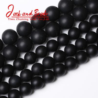 China DIY Jewelry Making Dull Matte Black Onyx Agate Beads Natural Stone for sale