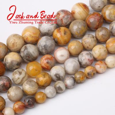 China DIY Jewelry Making Wholesale Natural Round Crazy Agates Stone Spacer Loose Beads 4 6 8 10 12 mm for sale