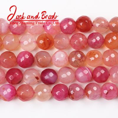 China DIY Jewelry Making Natural Faceted Pink Dragon Vein Agates Loose Beads for Jewelry Making Charm Accessories for sale