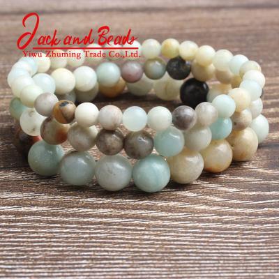 China TRENDY Fashion Natural Stone Frosted Amazonite Bracelets Beads For Women Or Men Charm Jewelry Gift for sale