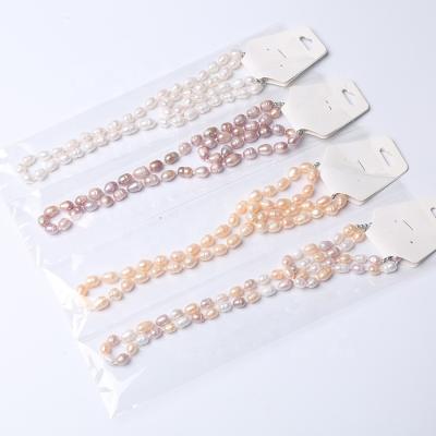 China TRENDY Natural Freshwater Pearl Bracelet Necklace Jewelry Set 7-8mm Rice Pearl for sale