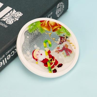 China OEM DIY Silicone Circle Soft Stocked Rim Aqua Liquid Glitter Quicksand Coaster Water Oil Drinks Coffee Cup Mat for sale